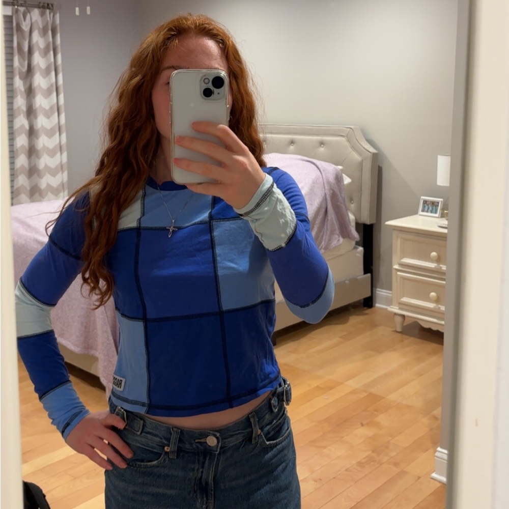 Ragged Priest Blue Patchwork Longsleeve
